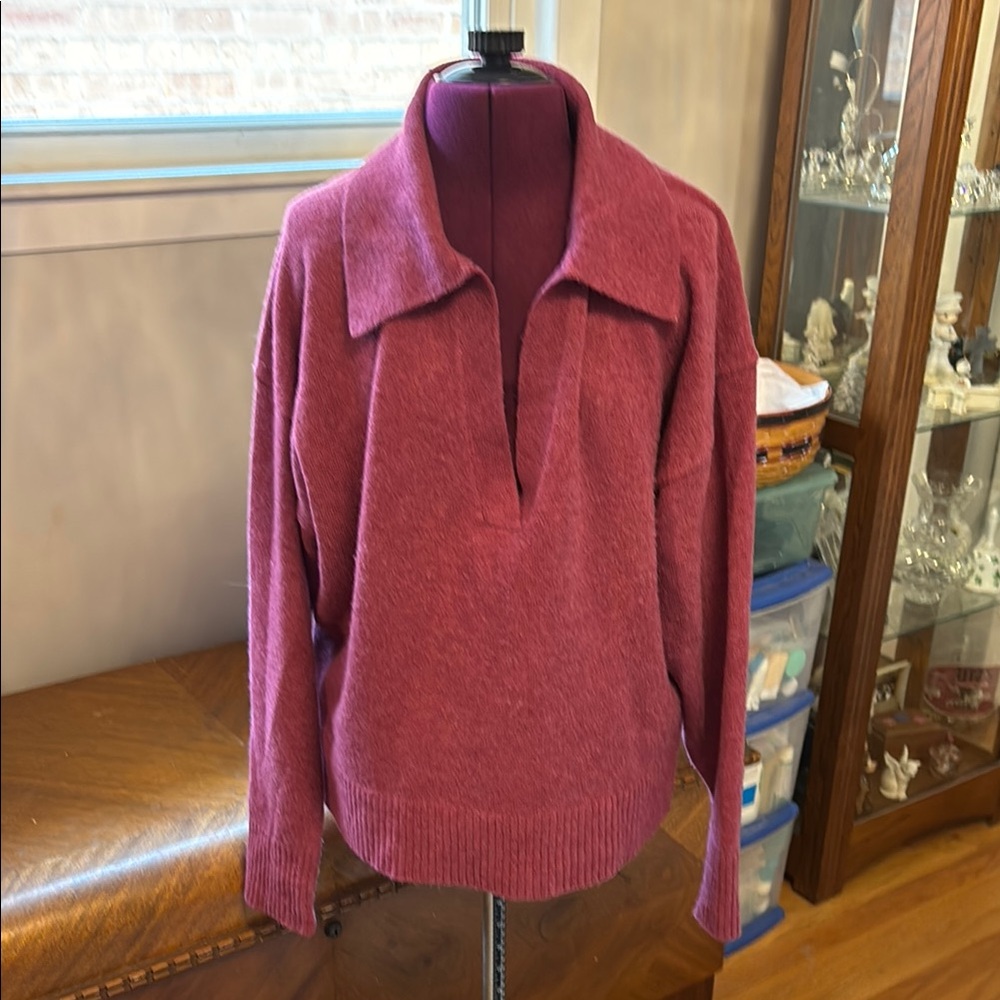 J. Crew Pink V-Neck Sweater Soft and Comfortable